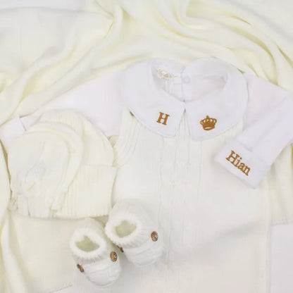 Saída De Maternidade Masculina Bebê Tricô Caio Off White