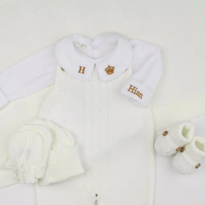 Saída De Maternidade Masculina Bebê Tricô Caio Off White