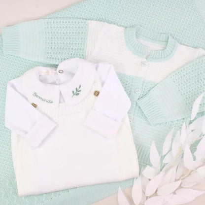 Saída De Maternidade Masculina Bebê Verde Água