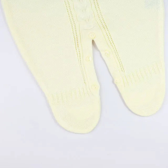 Saída De Maternidade Masculina Bebê Tricô Amarelo