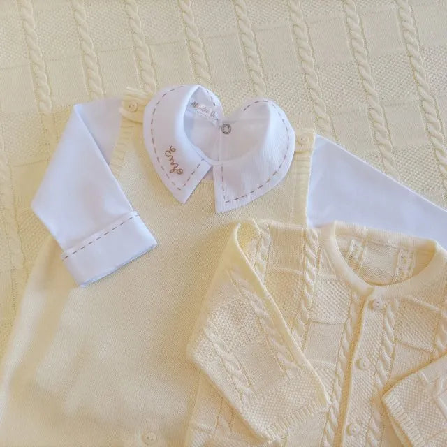 Saída De Maternidade Masculina Bebê Tricô Amarelo